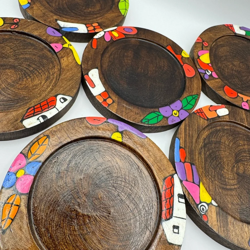 Colorful Wooden Coaster Set